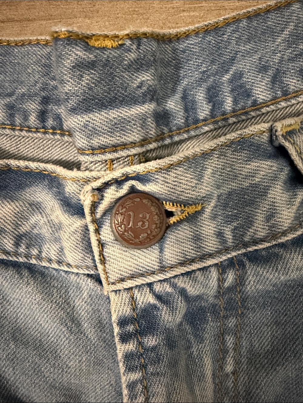 R13 Light Blue Distressed Pleated Damon short - Picture 2 of 14